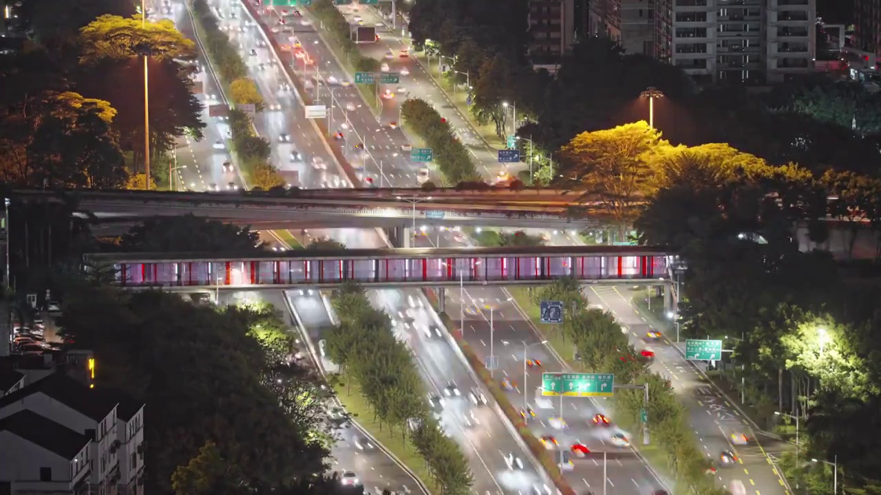 深圳滨河大道夜景车轨视频素材