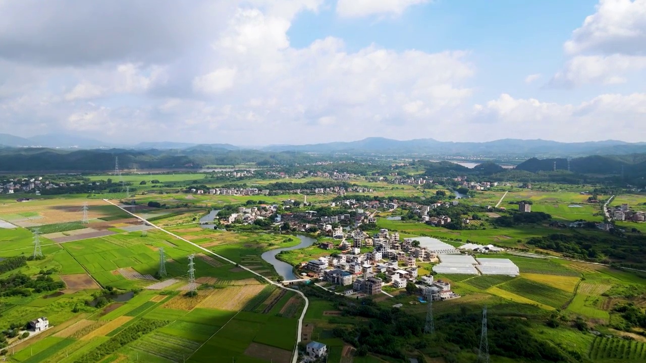 中国广东惠州墨园村乡村振兴建设自然生态田园风光视频素材