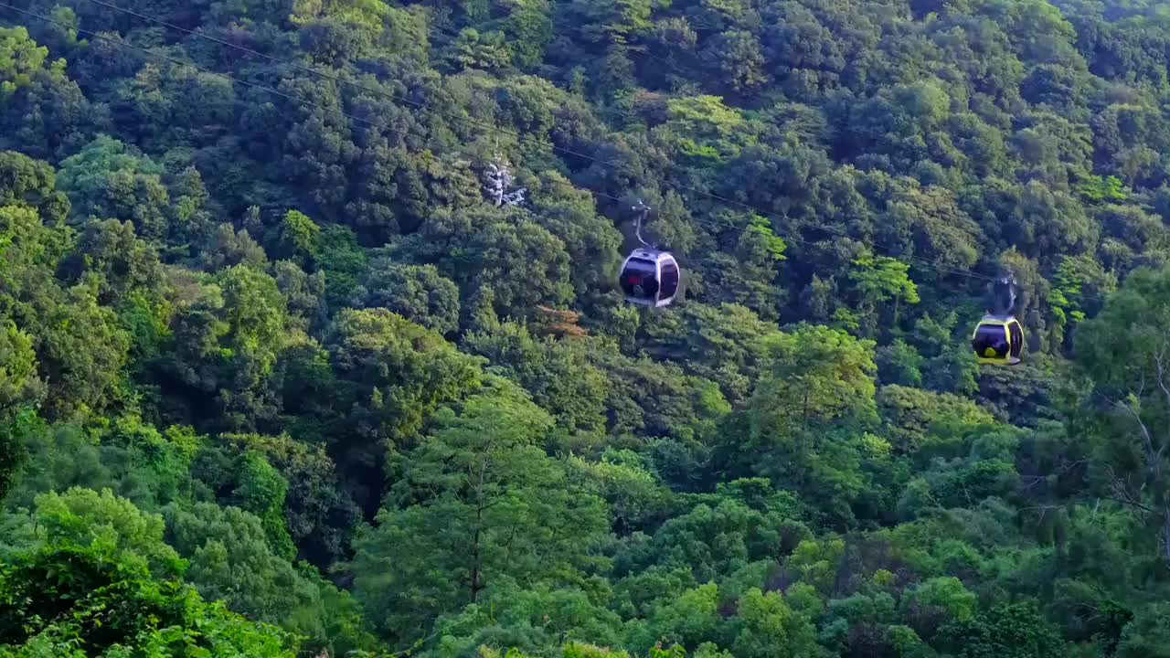 广州白云山公园山谷森林索道观光缆车视频素材