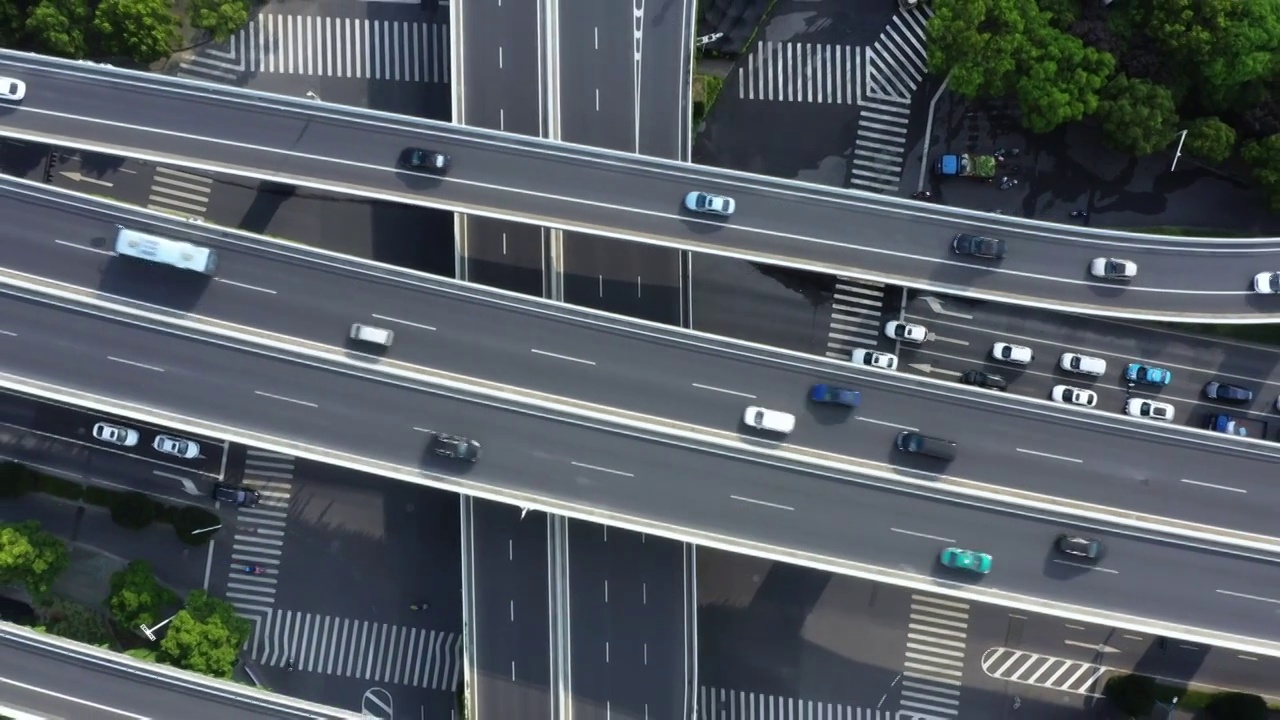 航拍道路交通俯瞰视频素材