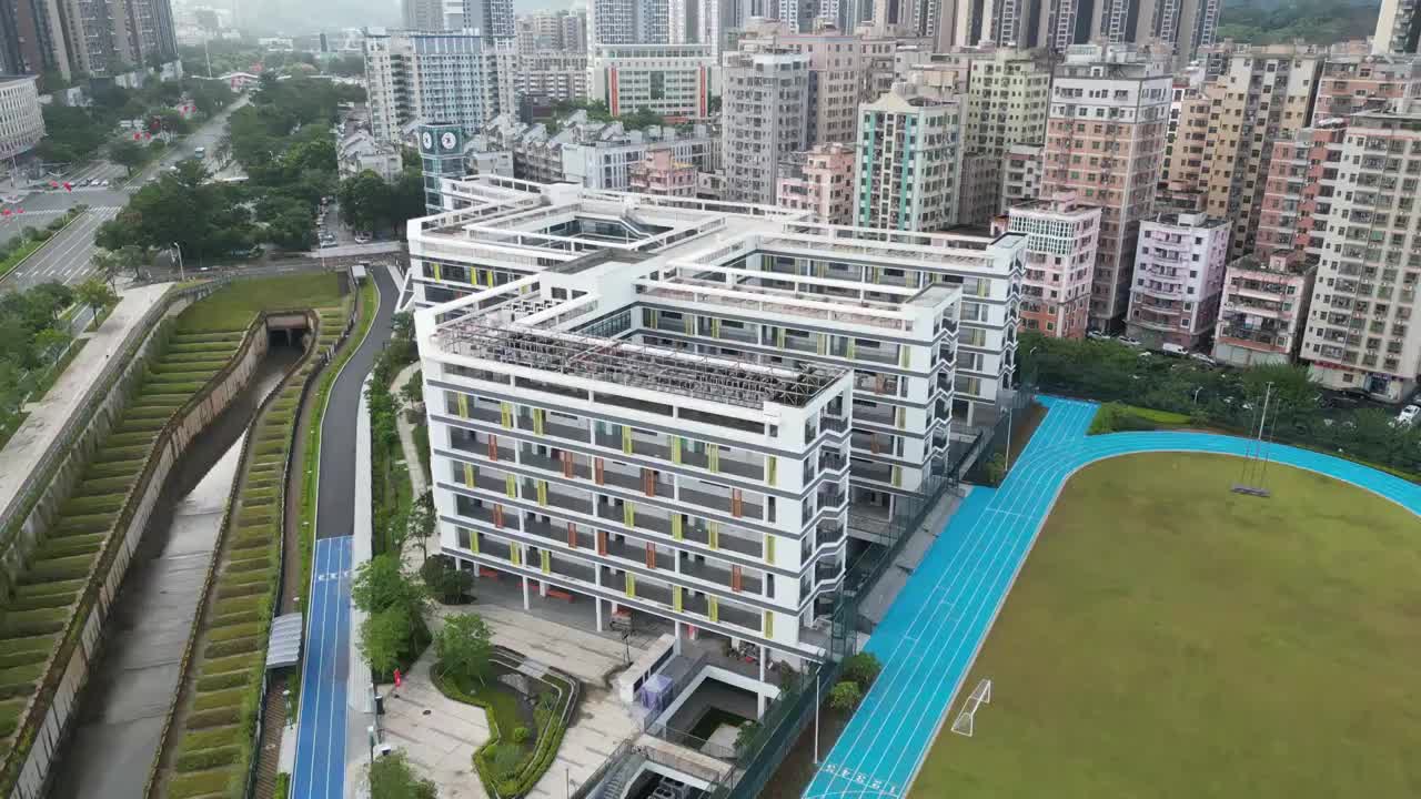 深圳市龙华区龙腾学校航拍视频素材