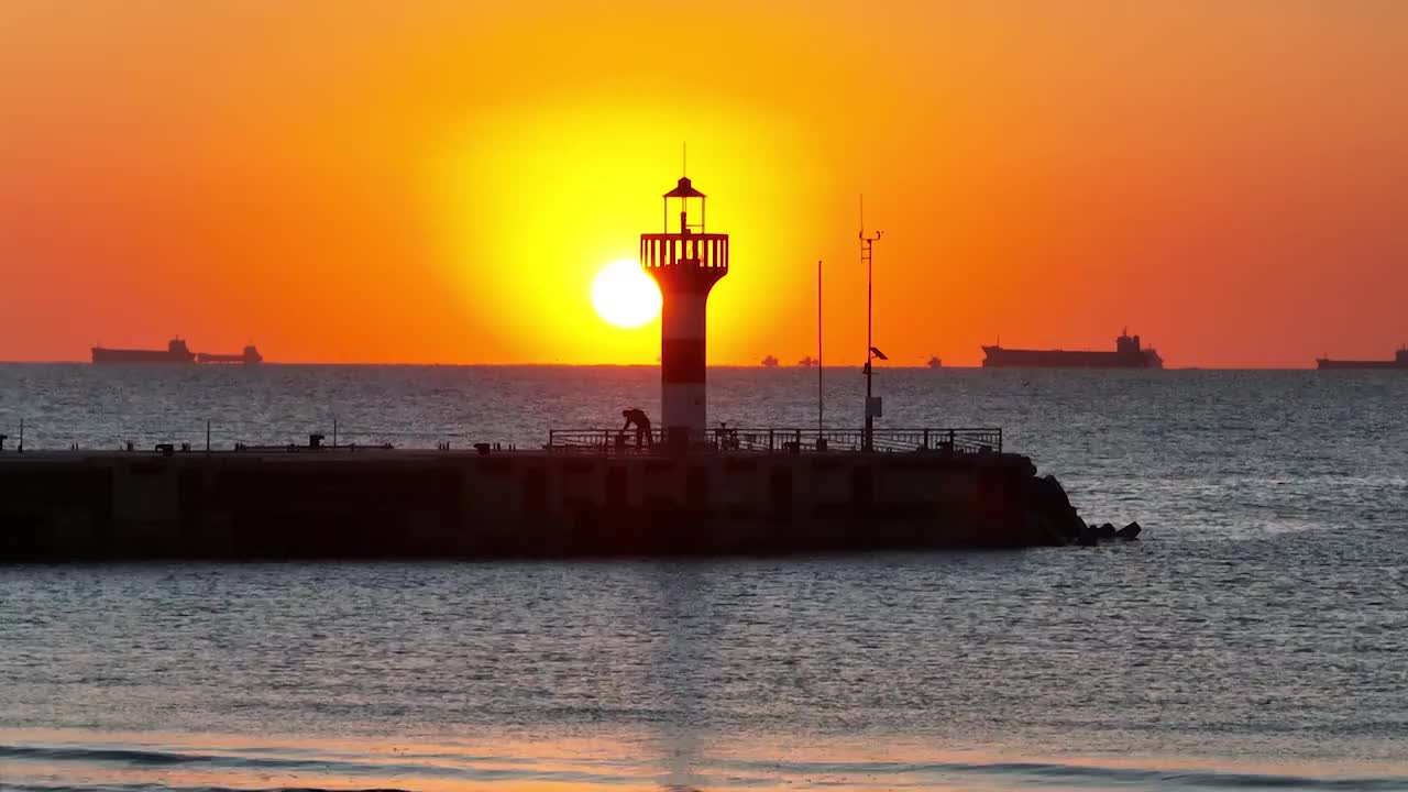 航拍海上日出视频素材