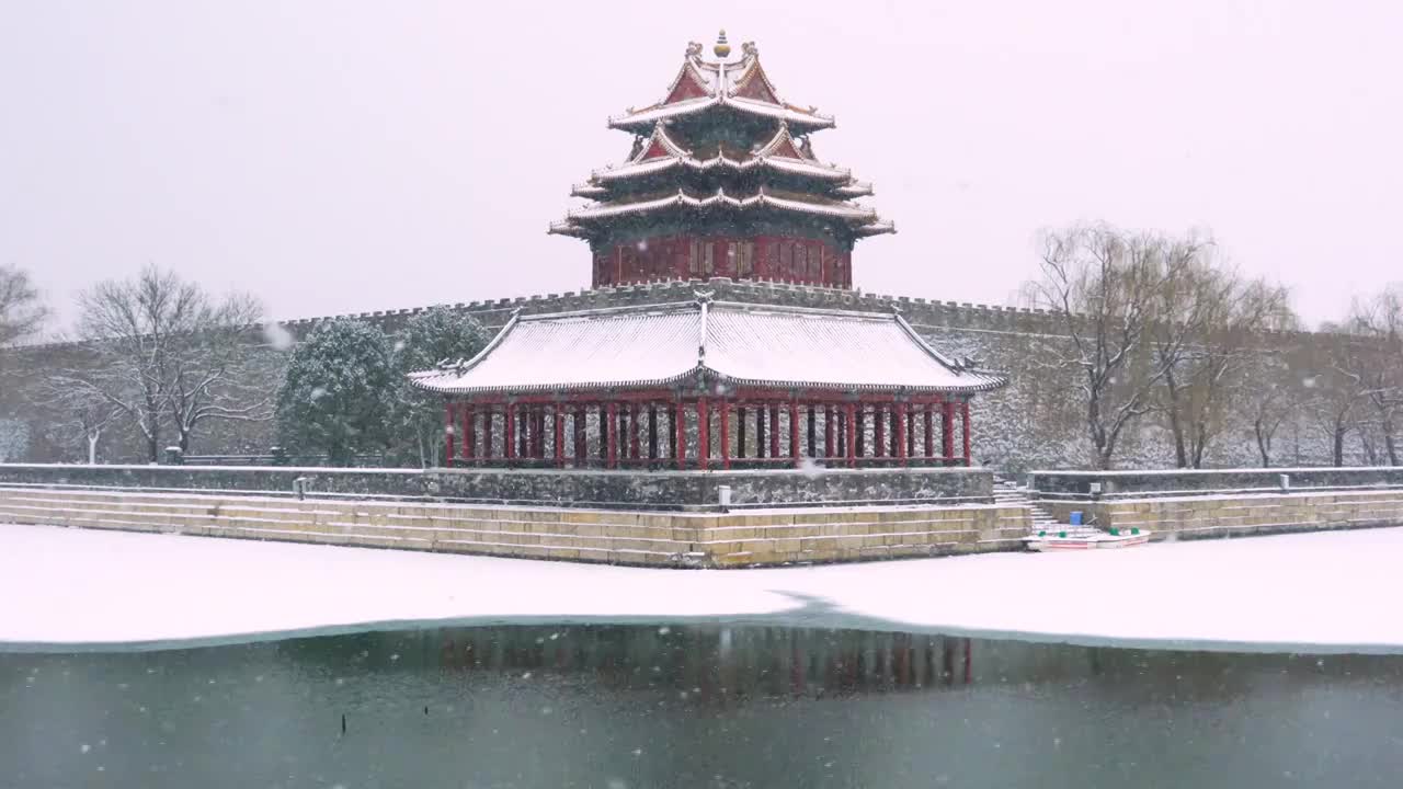 故宫角楼雪景视频素材