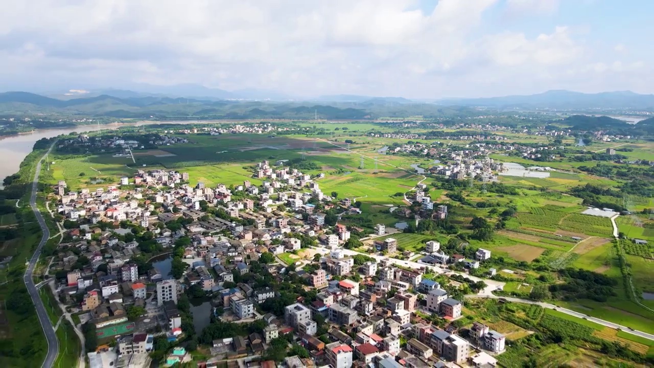 中国广东惠州墨园村乡村振兴建设自然生态田园风光视频素材