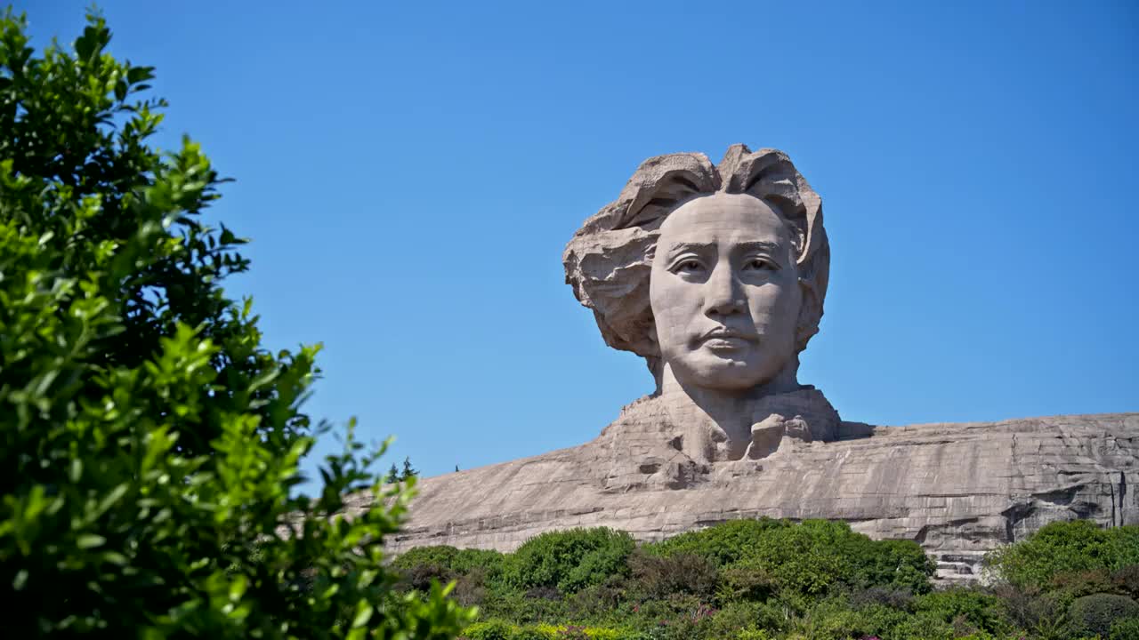 长沙橘子洲头伟人雕塑实拍空境素材视频素材