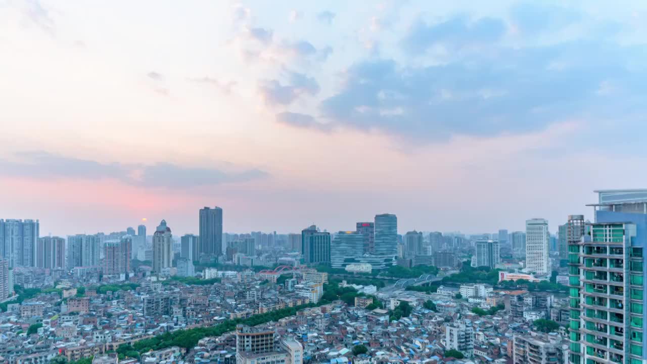 广州城市建筑群夕阳晚霞彩云延时风光视频素材