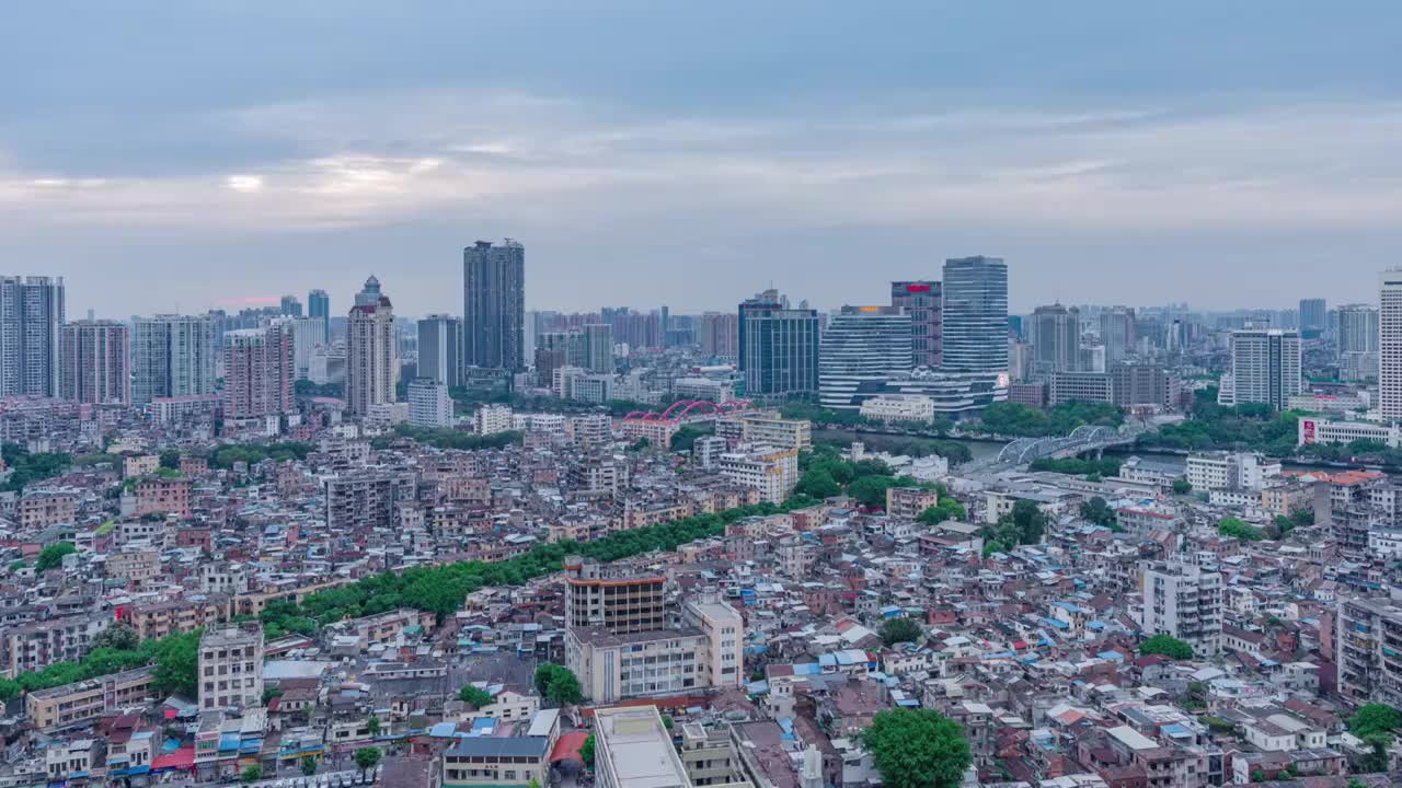 广州城市建筑群夕阳落日延时风光视频素材