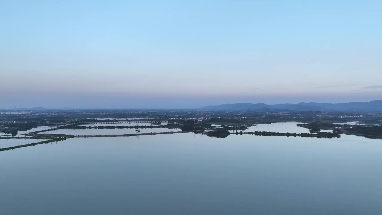 夕阳俯瞰江西九江鄱阳湖航怕视频素材