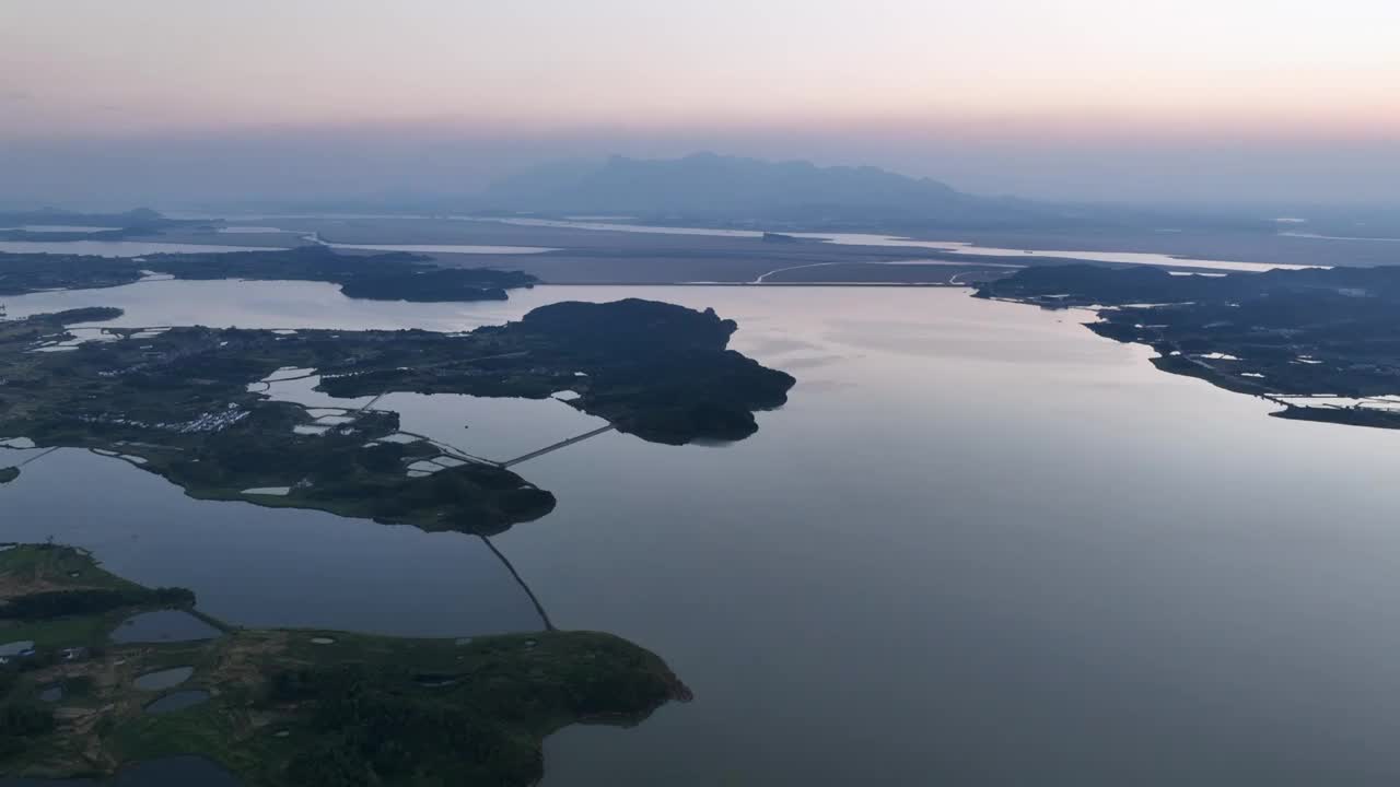 夕阳俯瞰江西九江鄱阳湖航怕视频素材