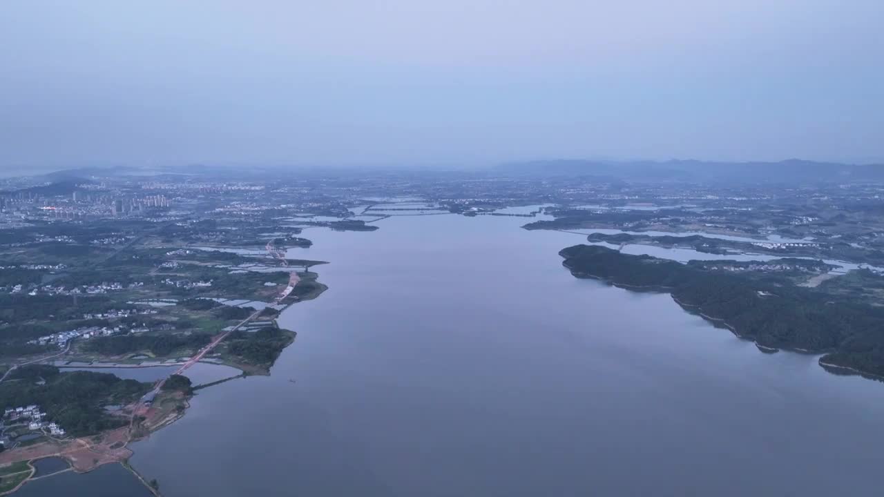 夕阳俯瞰江西九江鄱阳湖航怕视频素材