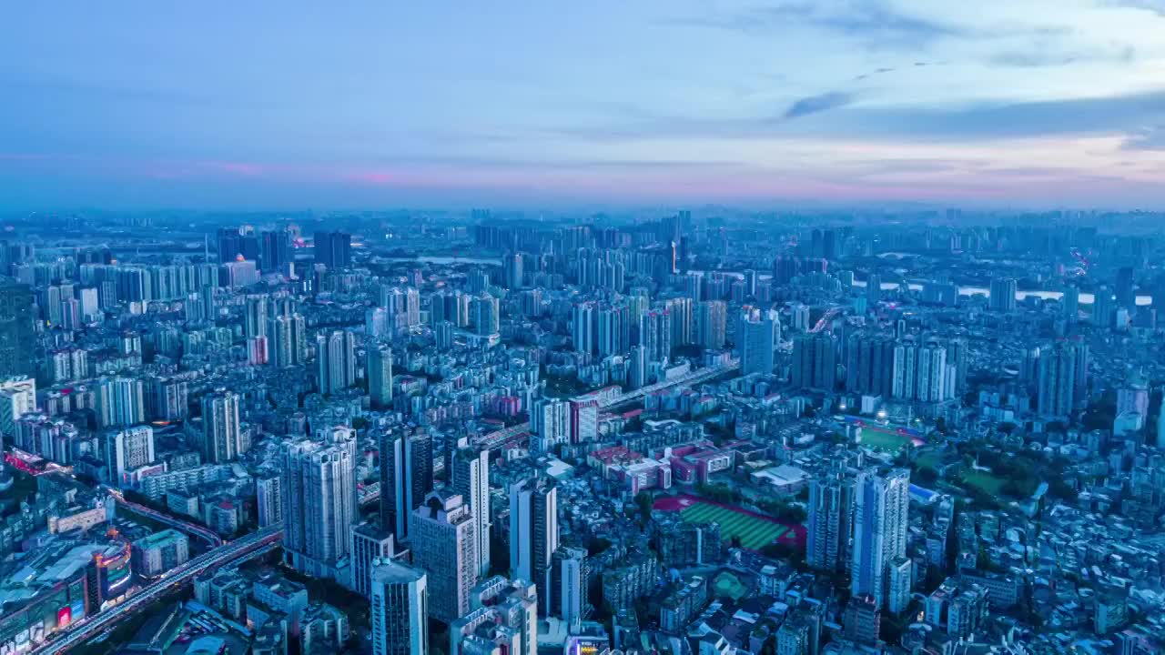 广州城市建筑群夕阳晚霞航拍延时风光视频素材