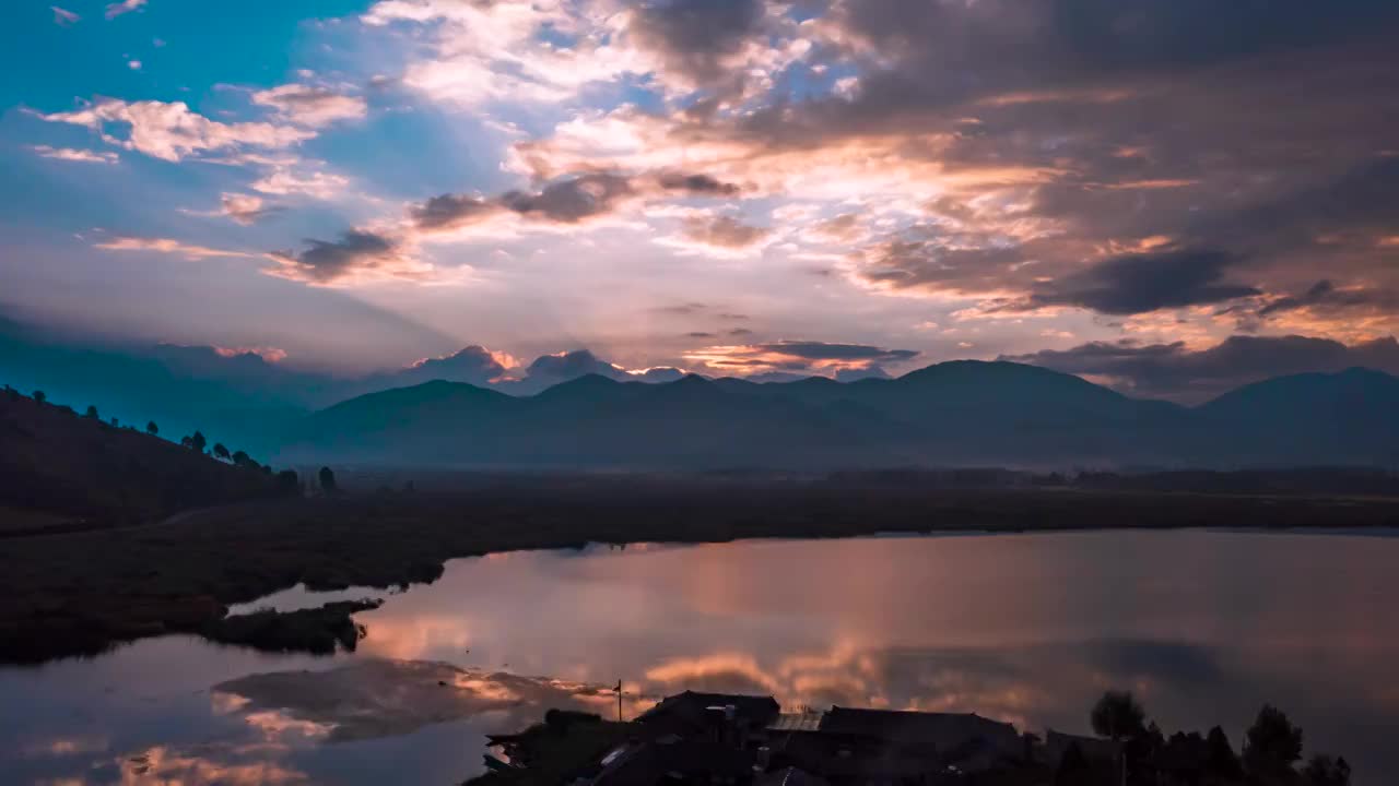 航拍泸沽湖移动延时视频素材