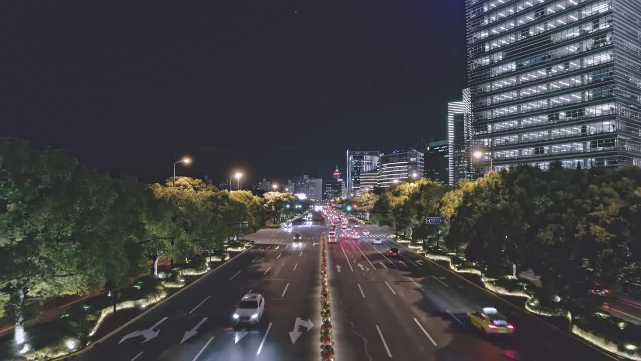 世纪大道夜景车流视频素材