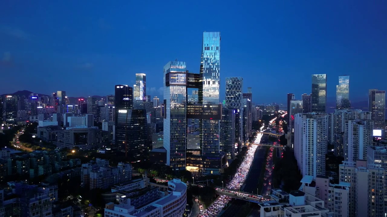 深圳市软件产业基地腾讯滨海大厦夜景蓝调视频素材