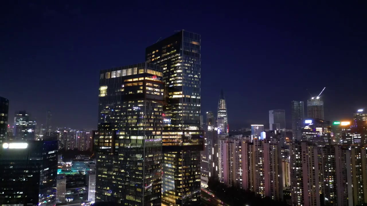 深圳市软件产业基地腾讯滨海大厦夜景蓝调视频素材