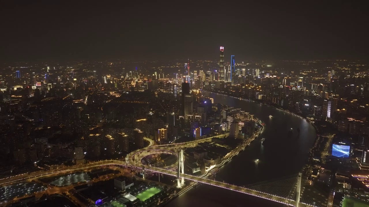 上海南浦大桥夜景地标宣传片航拍视频素材