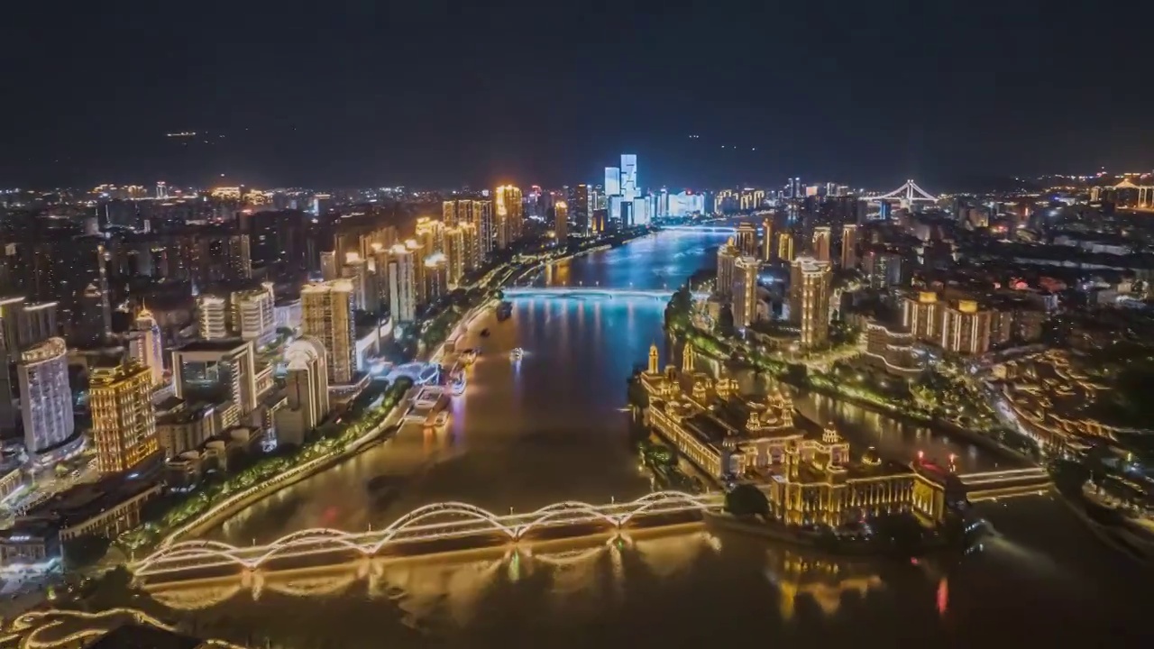 福州闽江之心夜景延时摄影视频素材