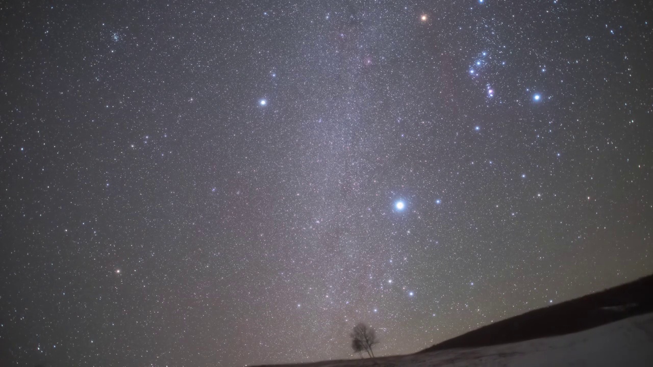 星空延时：星河下地球转动与双子座流星雨视频素材