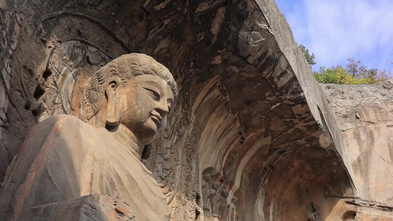 龙门石窟卢舍那大佛视频素材