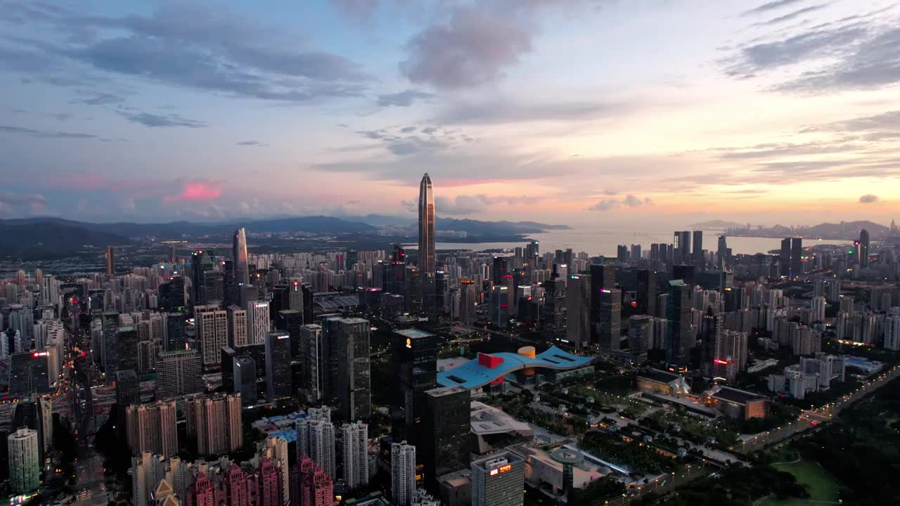 深圳福田中心区航拍视频素材