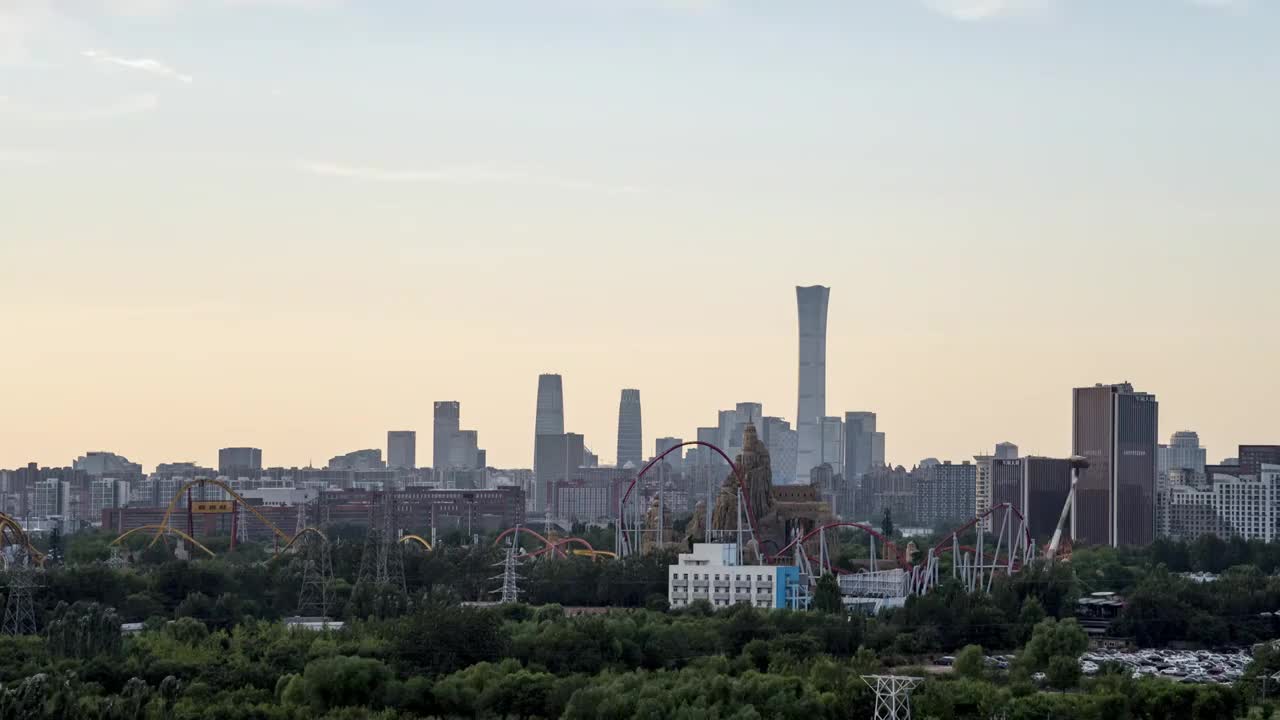 北京国贸CBD日落晚霞城市建筑风光延时摄影视频素材