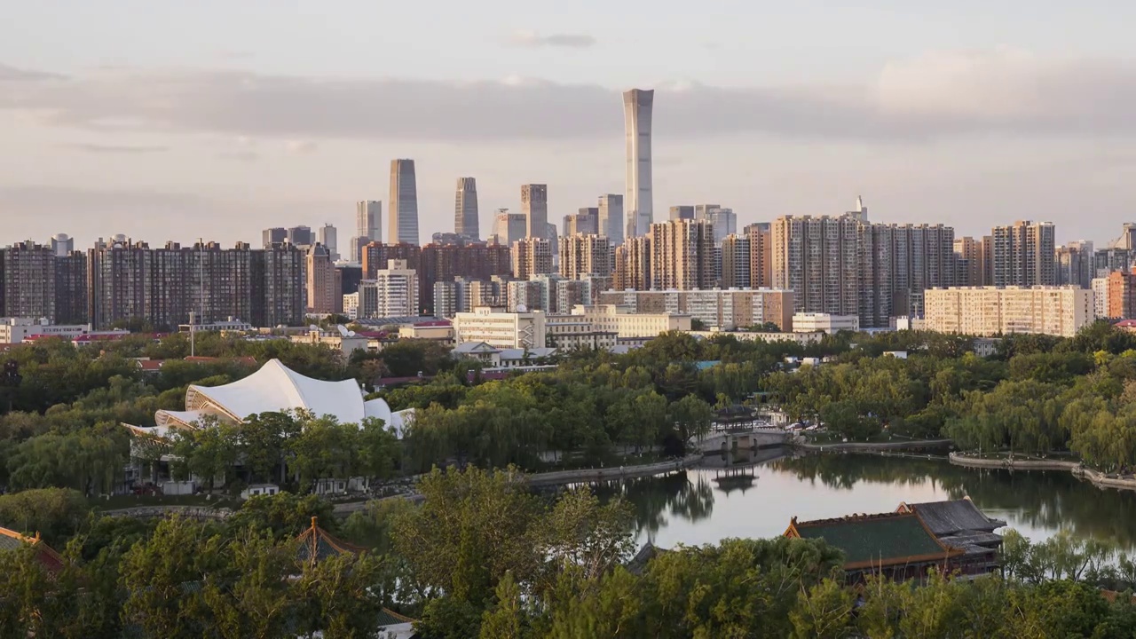 北京国贸CBD日落晚霞城市建筑风光延时摄影视频素材