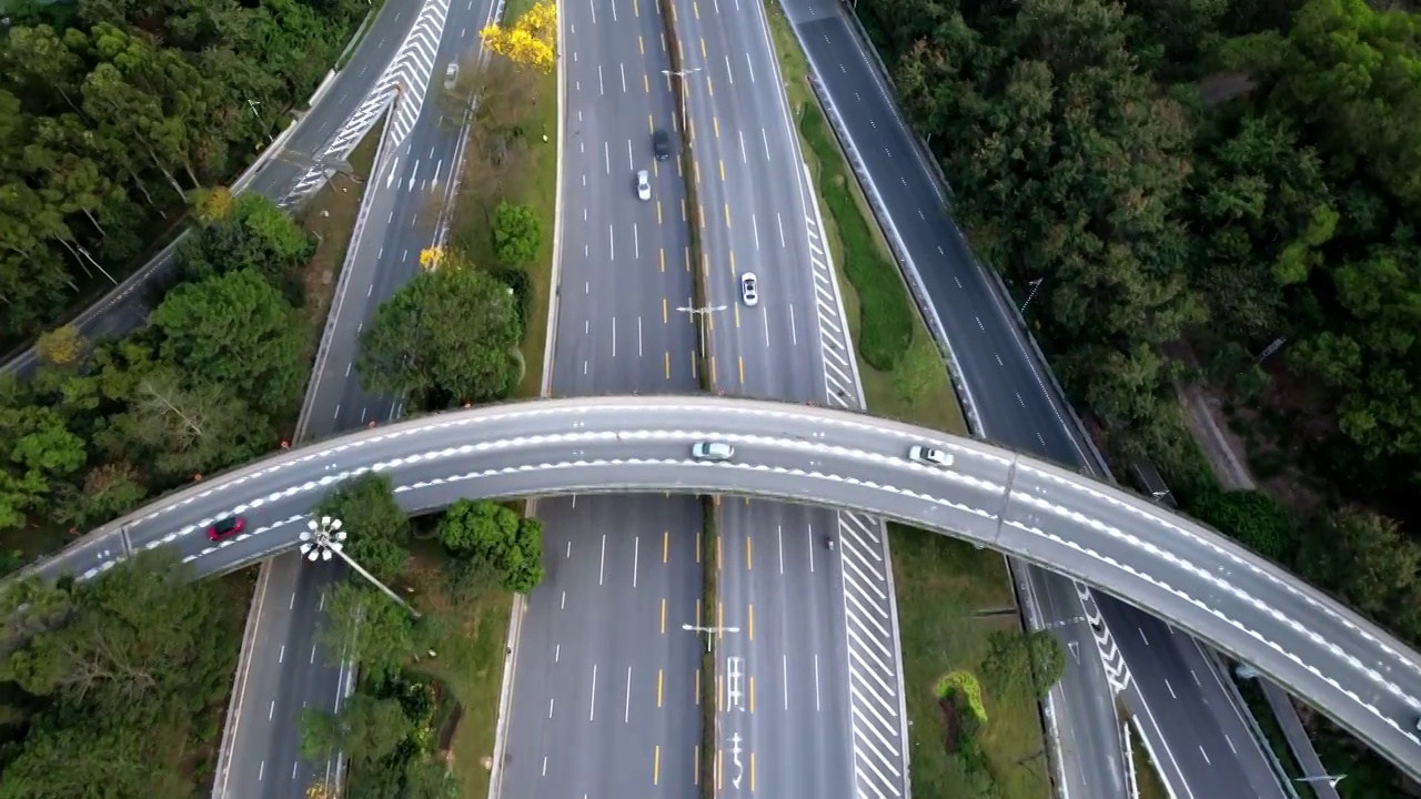 航拍深圳梅观立交桥高速公路交通视频素材