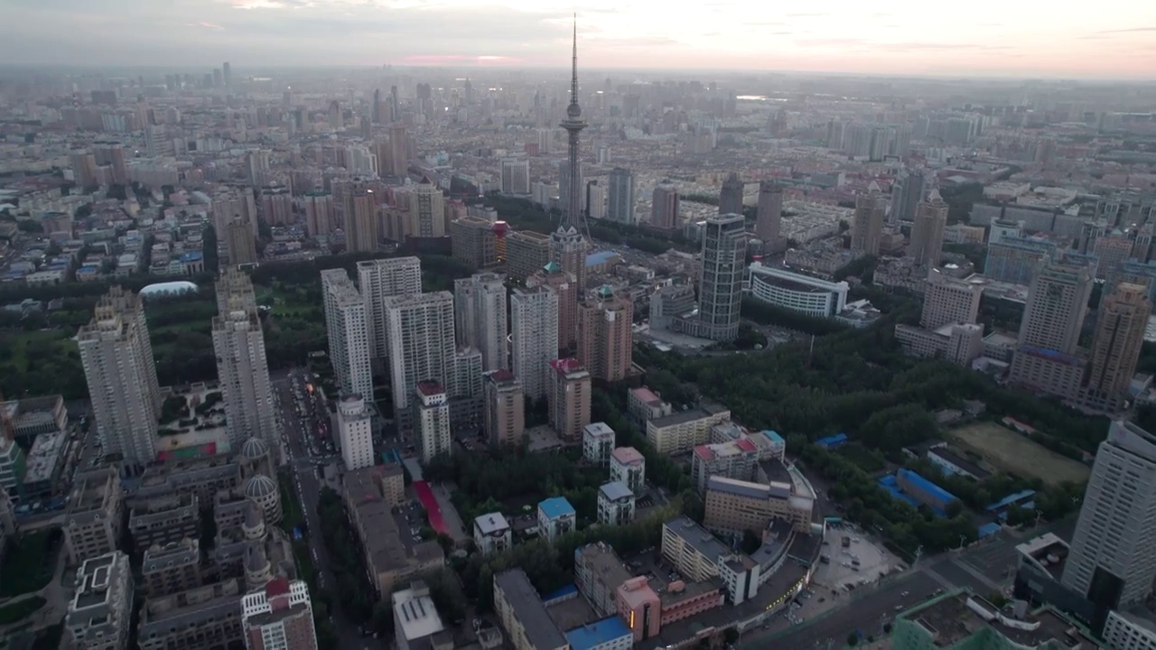 哈尔滨城市风光全景航拍视频素材