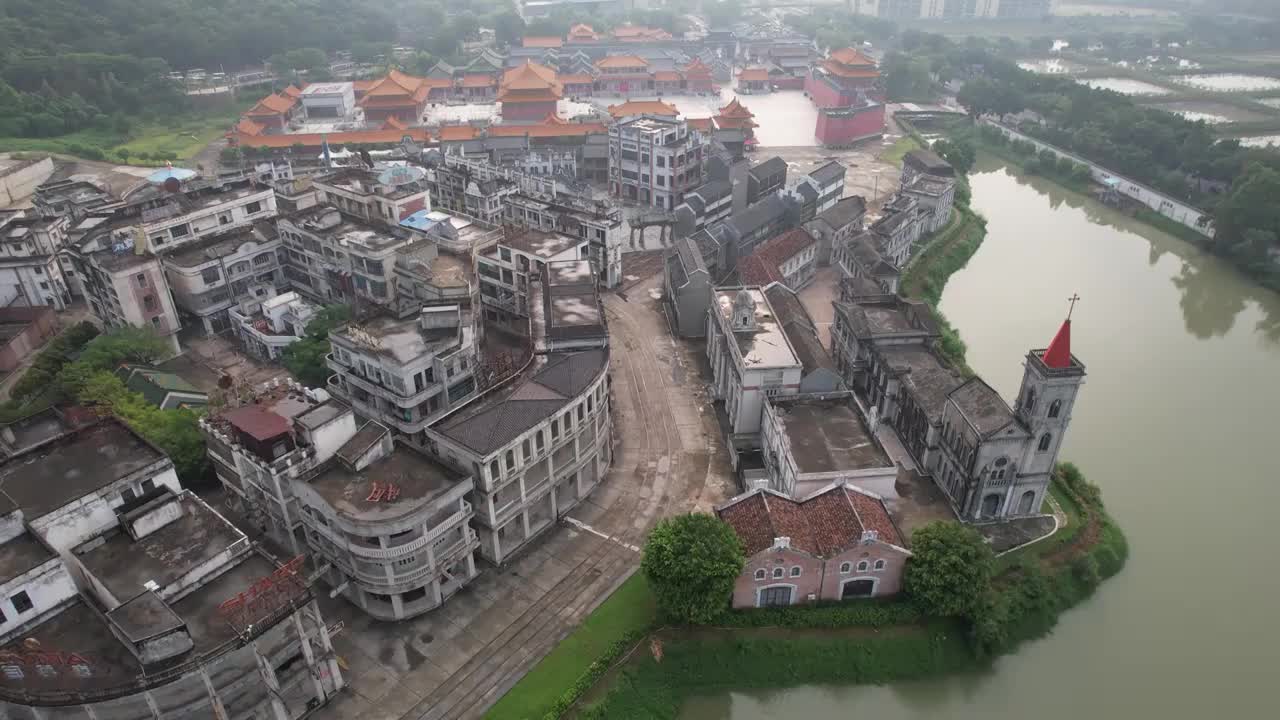 城市地标广东佛山西樵影视基地视频素材