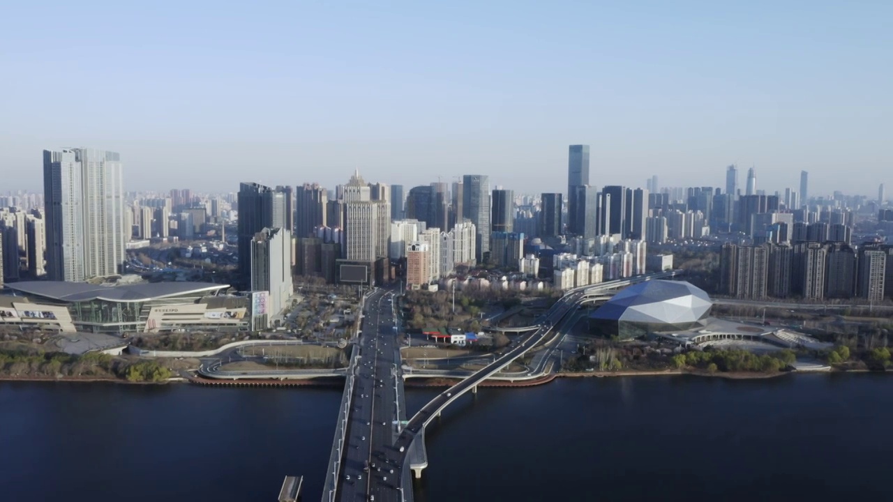 航拍沈阳城市天际线视频素材