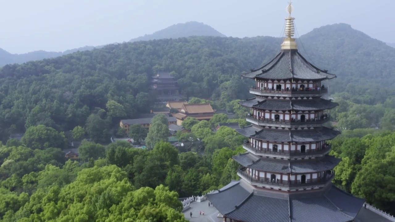 航拍西湖雷峰塔视频素材