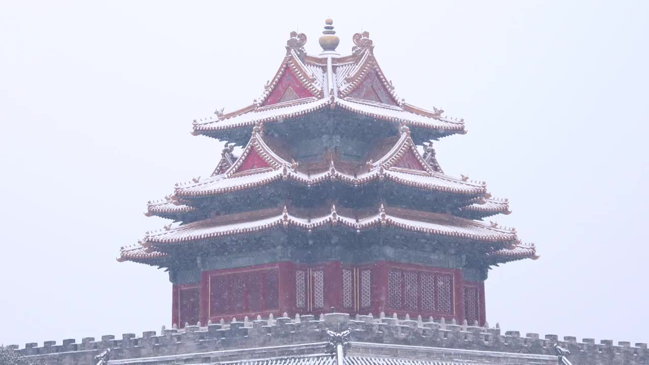 雪中角楼(合集)视频素材