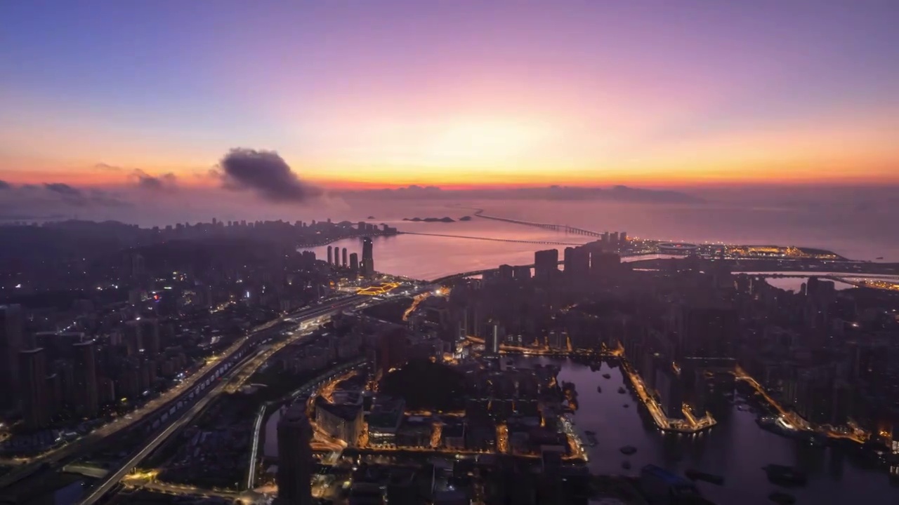 珠海澳门港珠澳日出延时视频素材