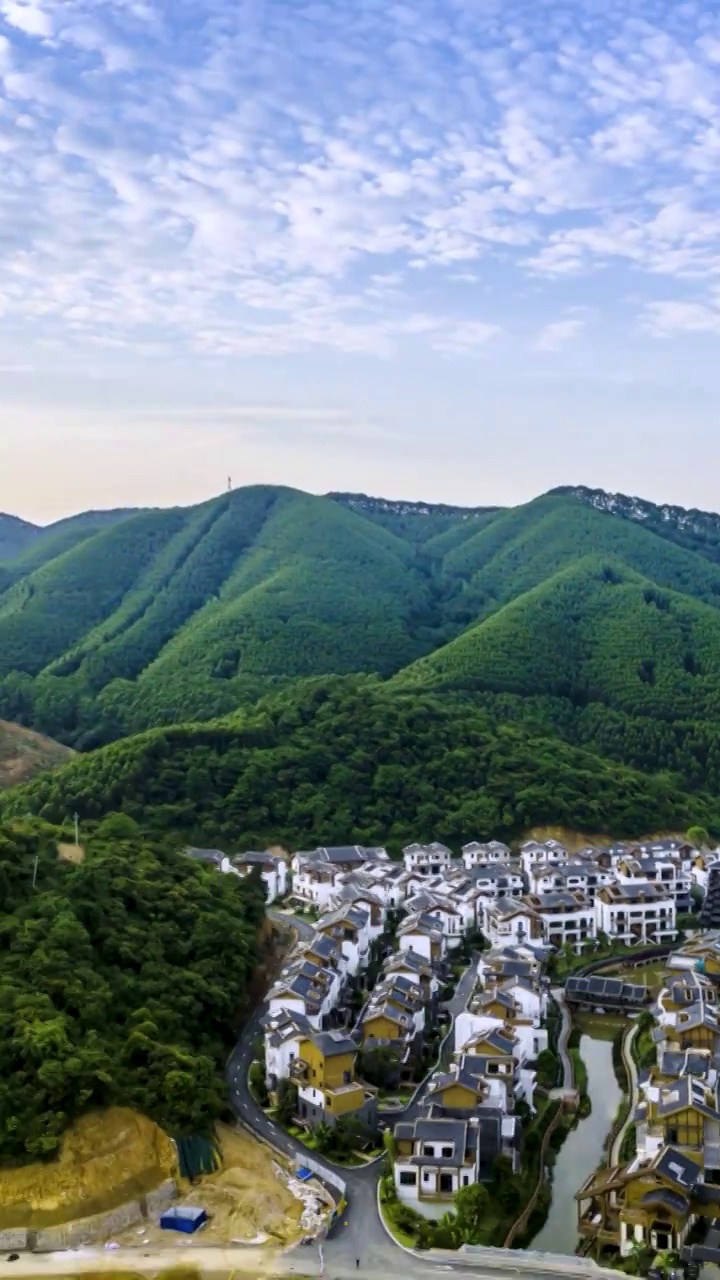 高清竖屏延时航拍武鸣南国乡村黄昏时分视频下载