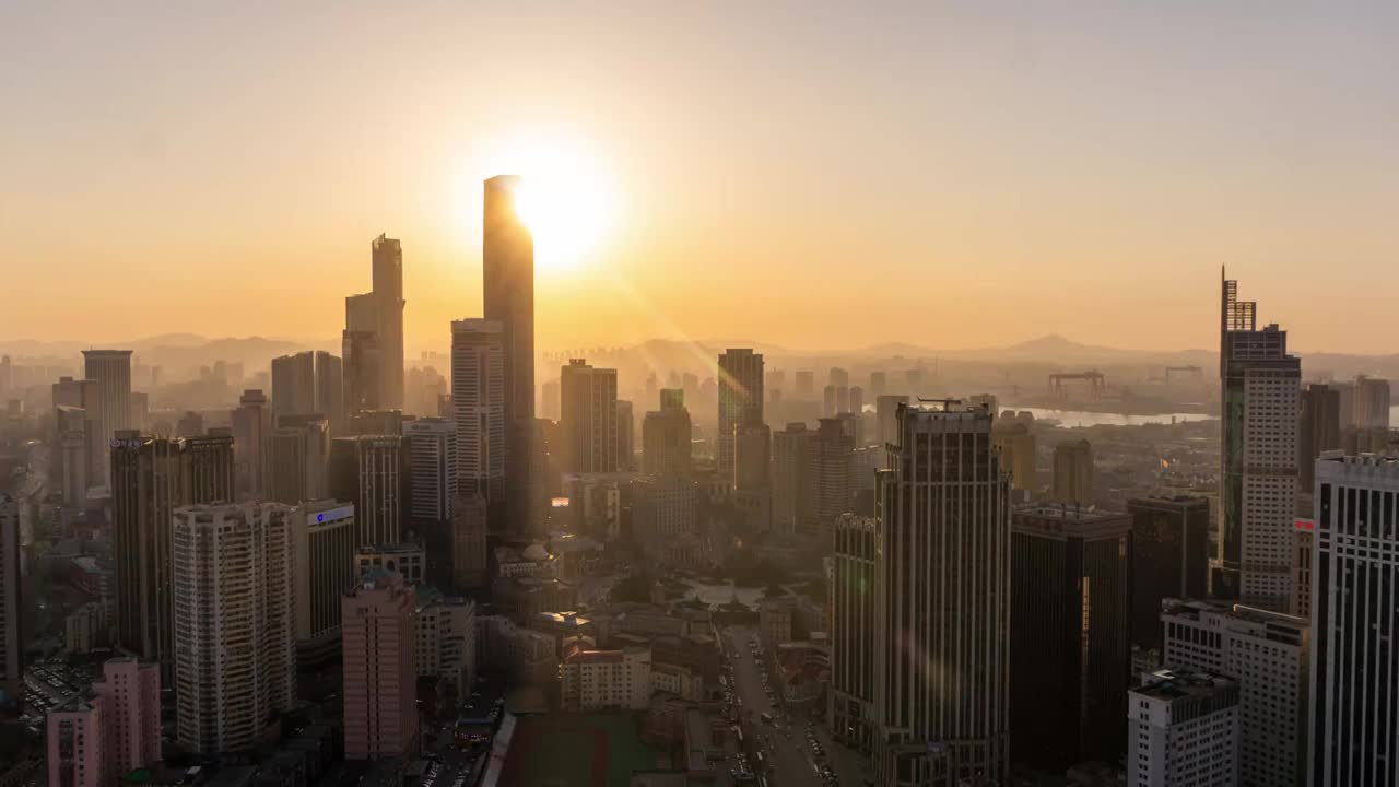 大连城市天际线日落转夜景延时摄影视频素材