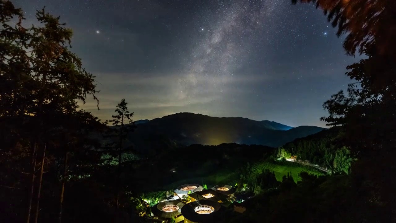 福建省南靖土楼与星空延时摄影视频素材