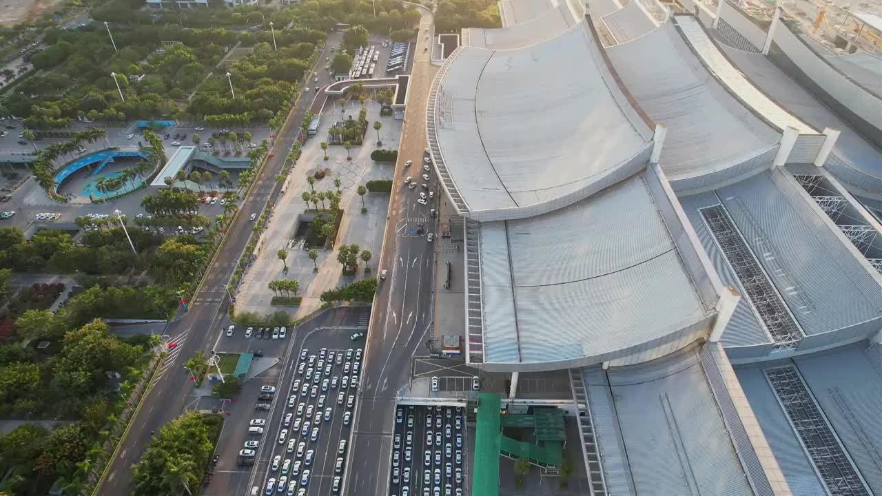 厦门航拍厦门北站建筑景观视频素材