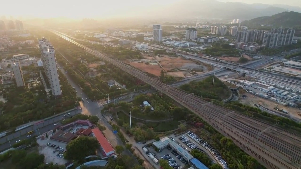 厦门航拍厦门北站建筑景观视频素材