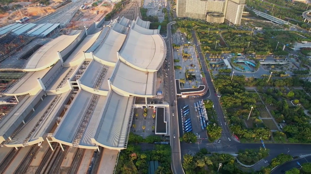 厦门航拍厦门北站建筑景观视频素材