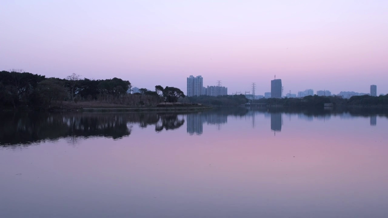 广州海珠湖公园夕阳晚霞唯美自然风光视频素材