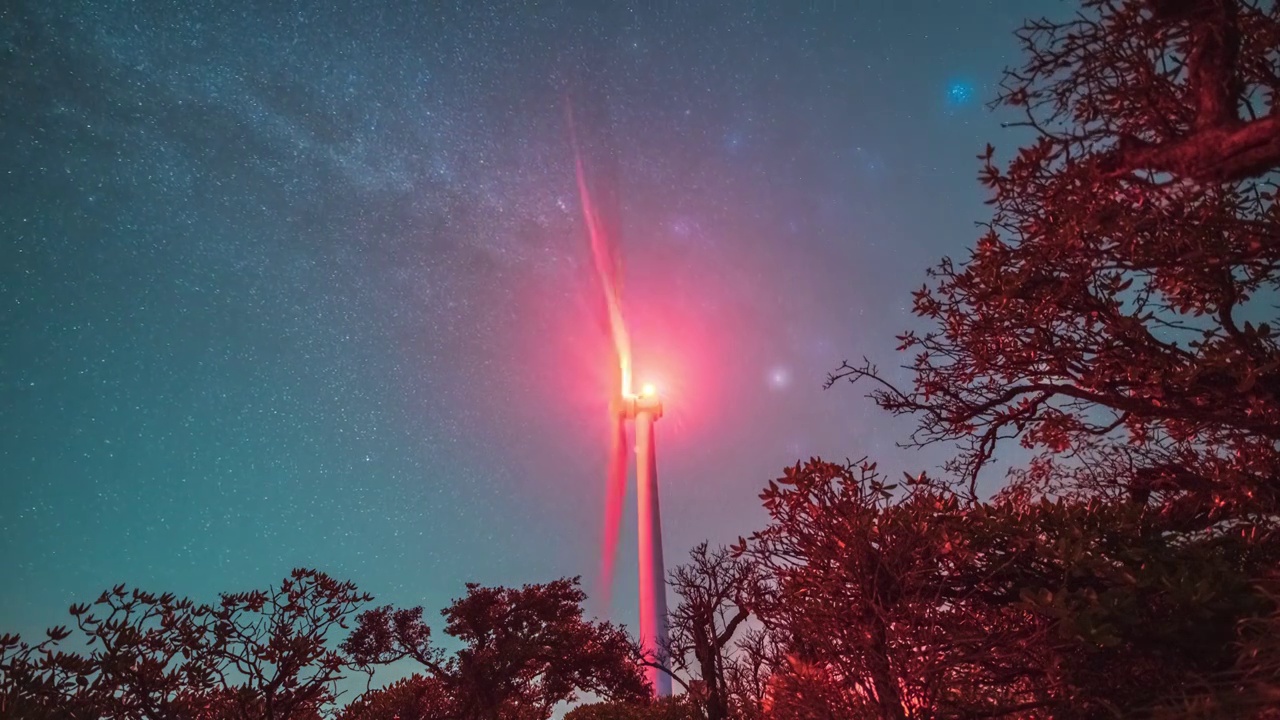 8K60P重庆赵云山风力发电星空风光延时视频视频素材