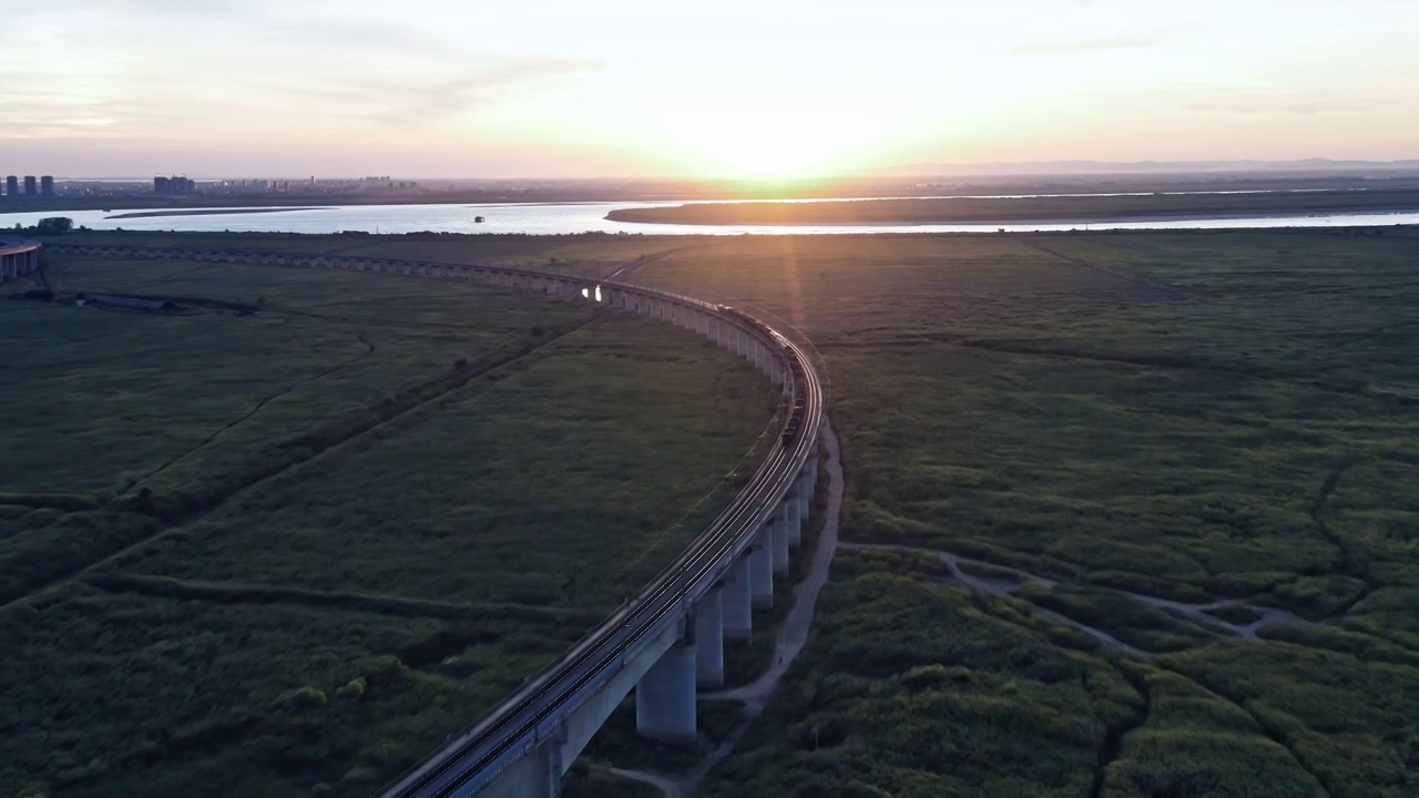 洞庭湖跨湖大桥桥梁建筑视频素材