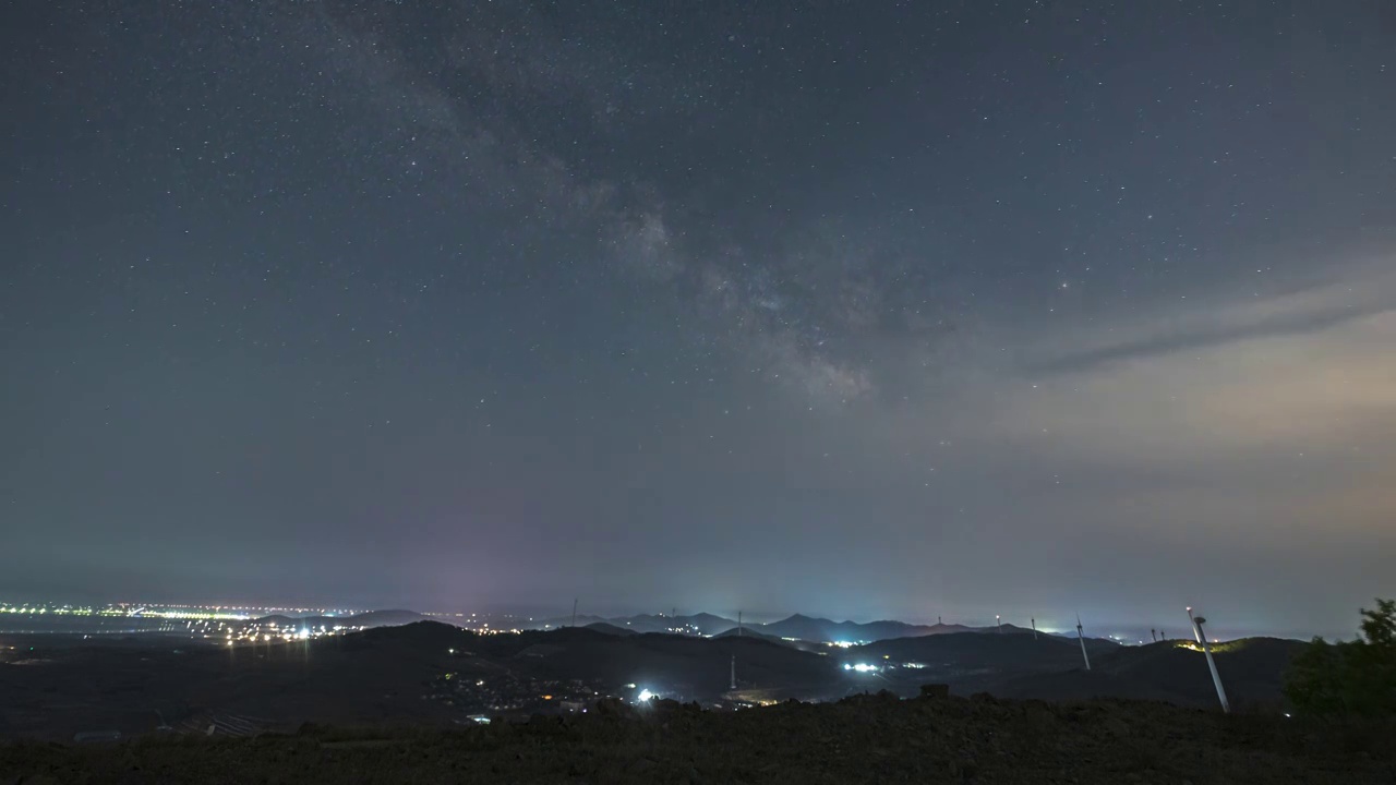 田横荆条山银河星空延时视频素材