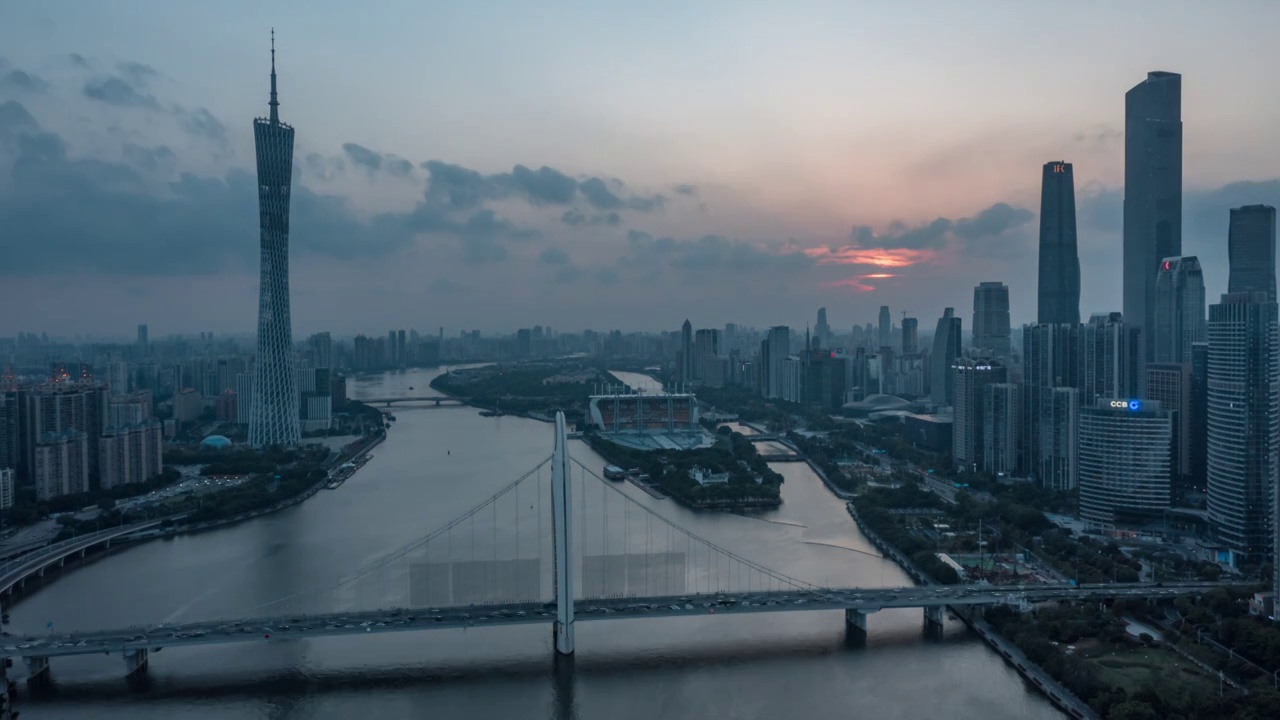 广州地标建筑日落视频素材