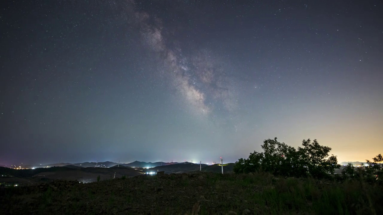 即墨荆条山银河星空视频素材