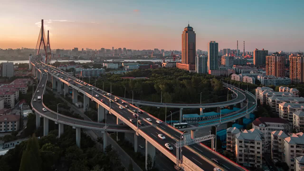 上海杨浦大桥风光视频素材