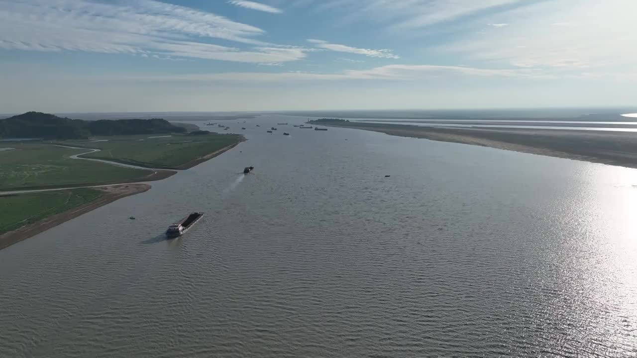 湖南岳阳市洞庭湖旱情航拍视频素材