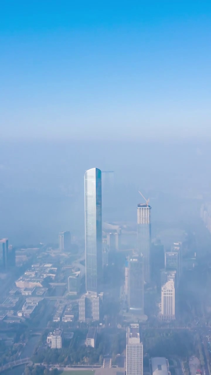 苏州园区日出薄雾航拍延时视频素材