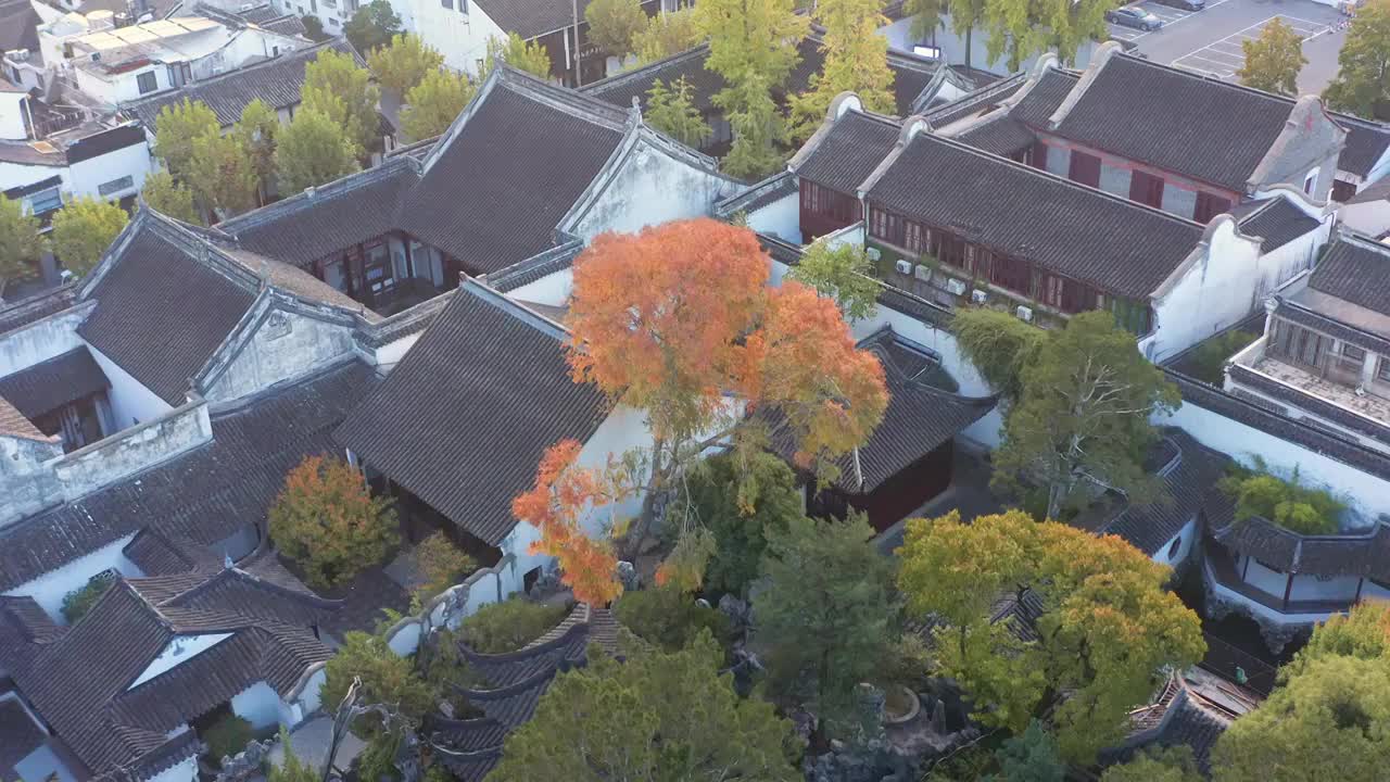 苏州狮子林风景航拍视频素材