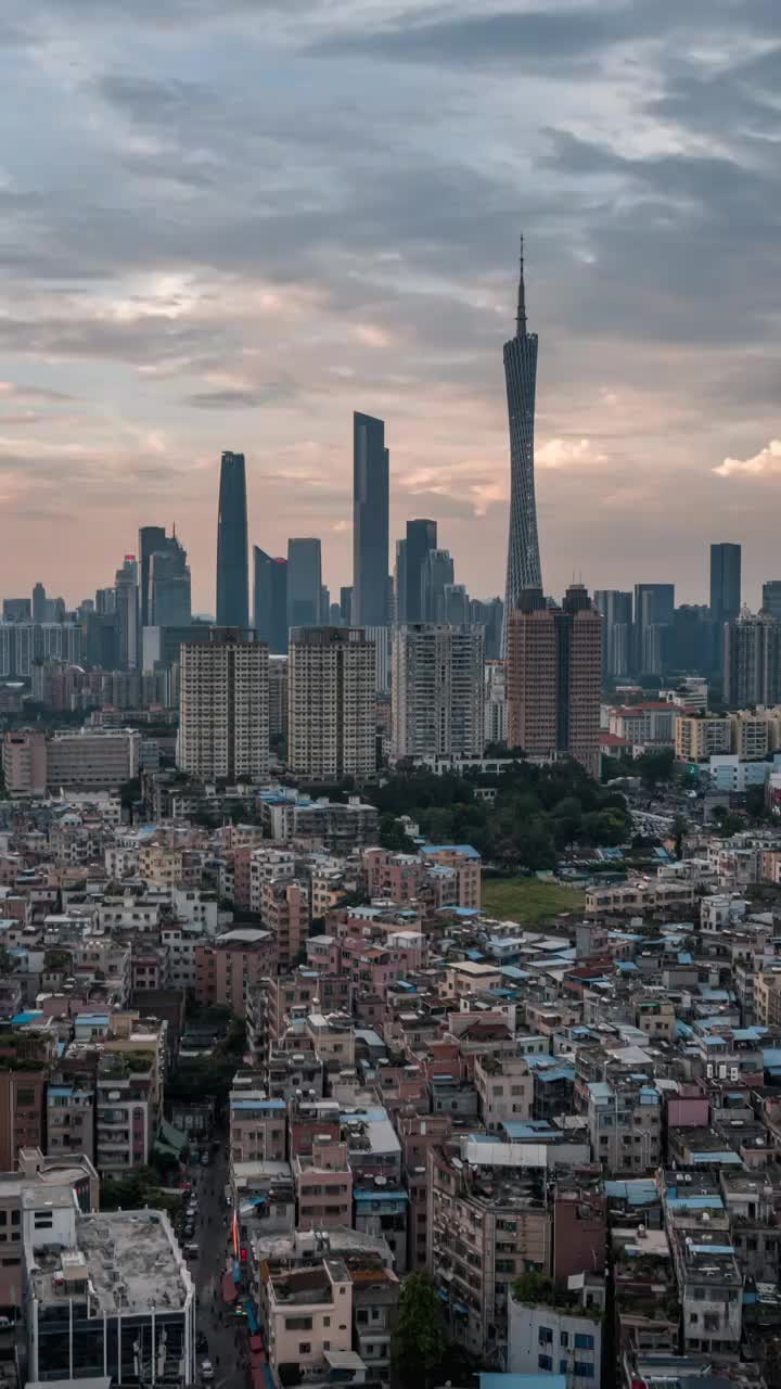 广州地标建筑日落视频素材